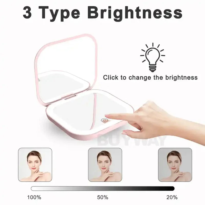 Portable 2X Lighted Makeup Mirror