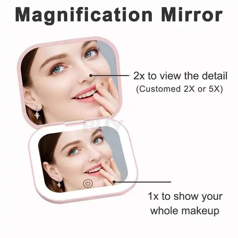 Portable 2X Lighted Makeup Mirror